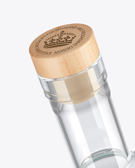 Dry Gin Bottle with Wooden Cap Mockup