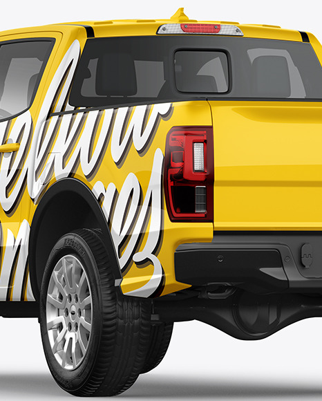 Pickup Truck Mockup - Back Half Side View