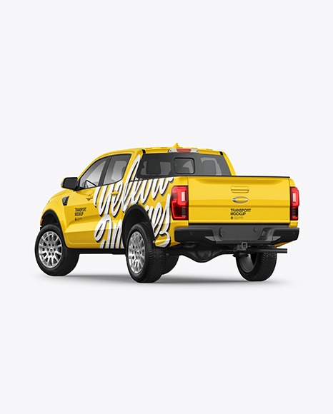 Pickup Truck Mockup - Back Half Side View