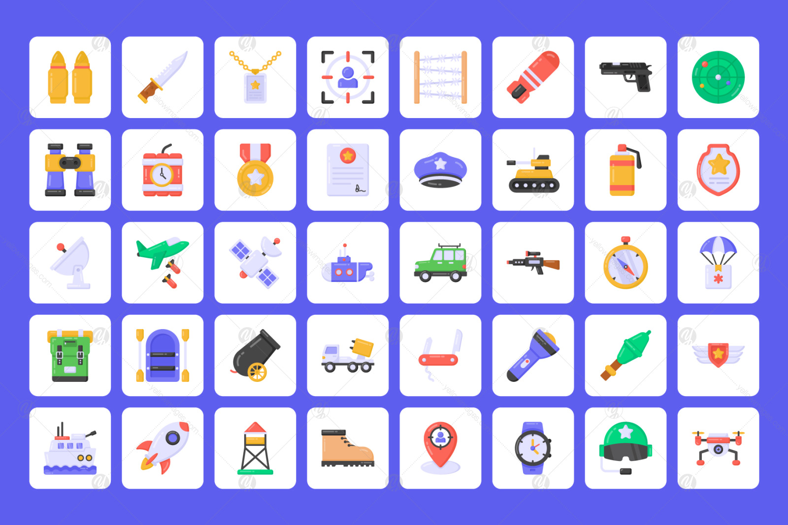 100 Flat Military Vector Icons 100 Flat Military Vector Icons