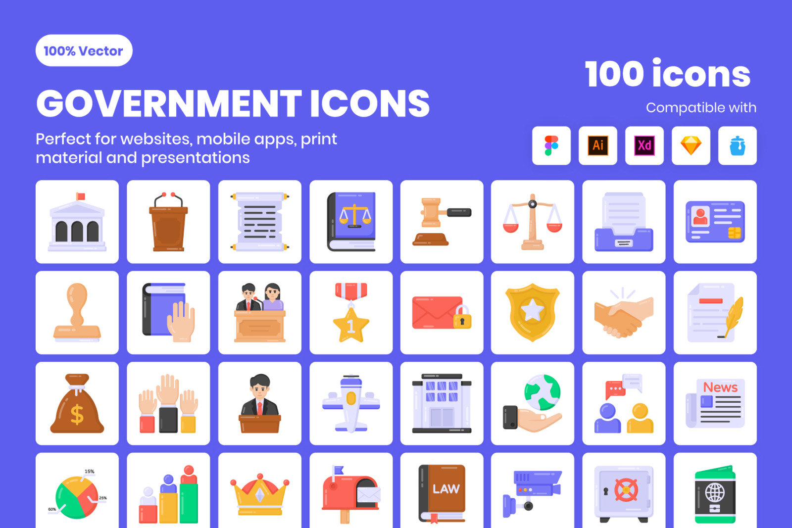 Flat Detailed Government Icons Flat Detailed Government Icons