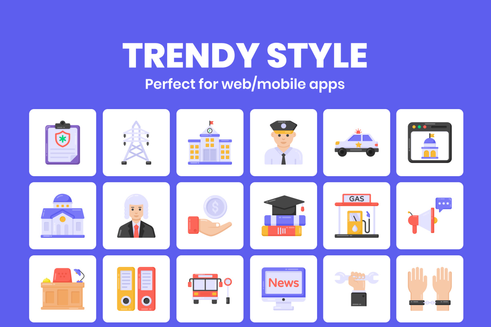 Flat Detailed Government Icons Flat Detailed Government Icons
