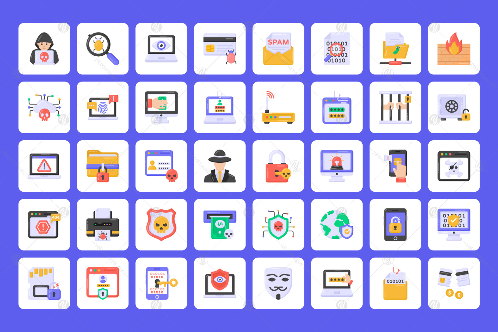 100 Flat Hacking Vector Icons