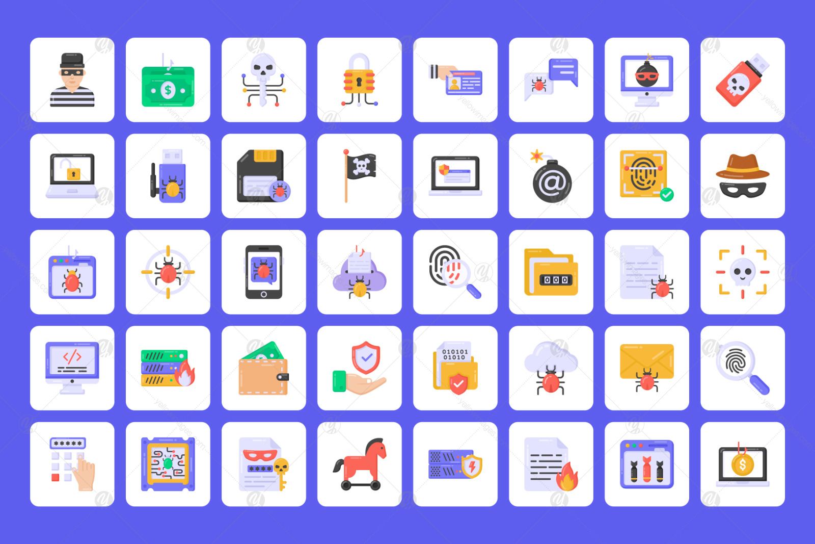 100 Flat Hacking Vector Icons