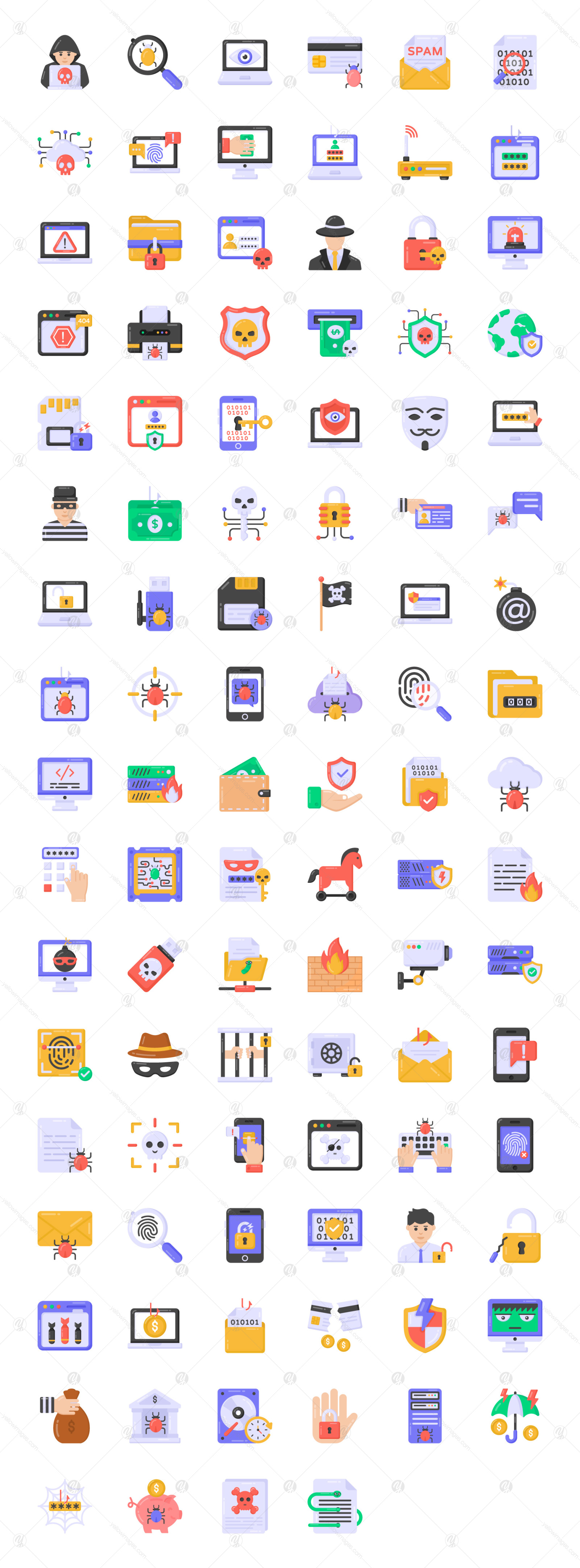 100 Flat Hacking Vector Icons