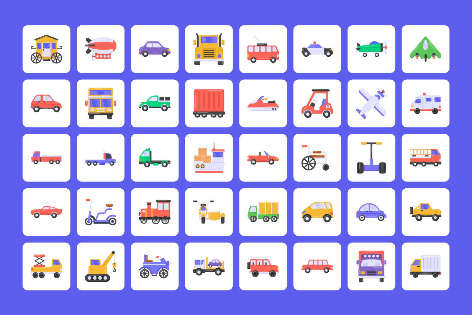Flat Detailed Transport Icons Flat Detailed Transport Icons