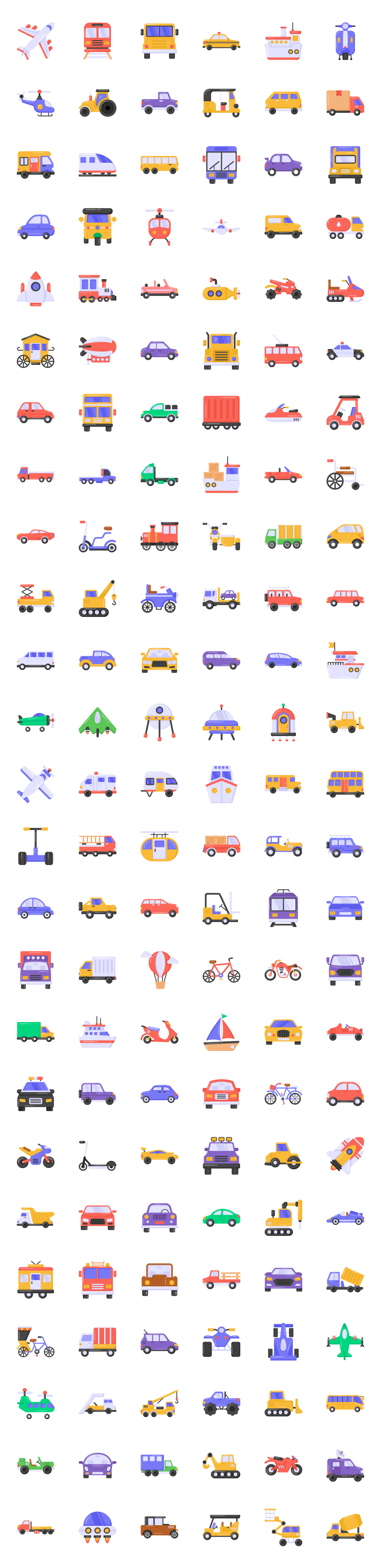 Flat Detailed Transport Icons Flat Detailed Transport Icons