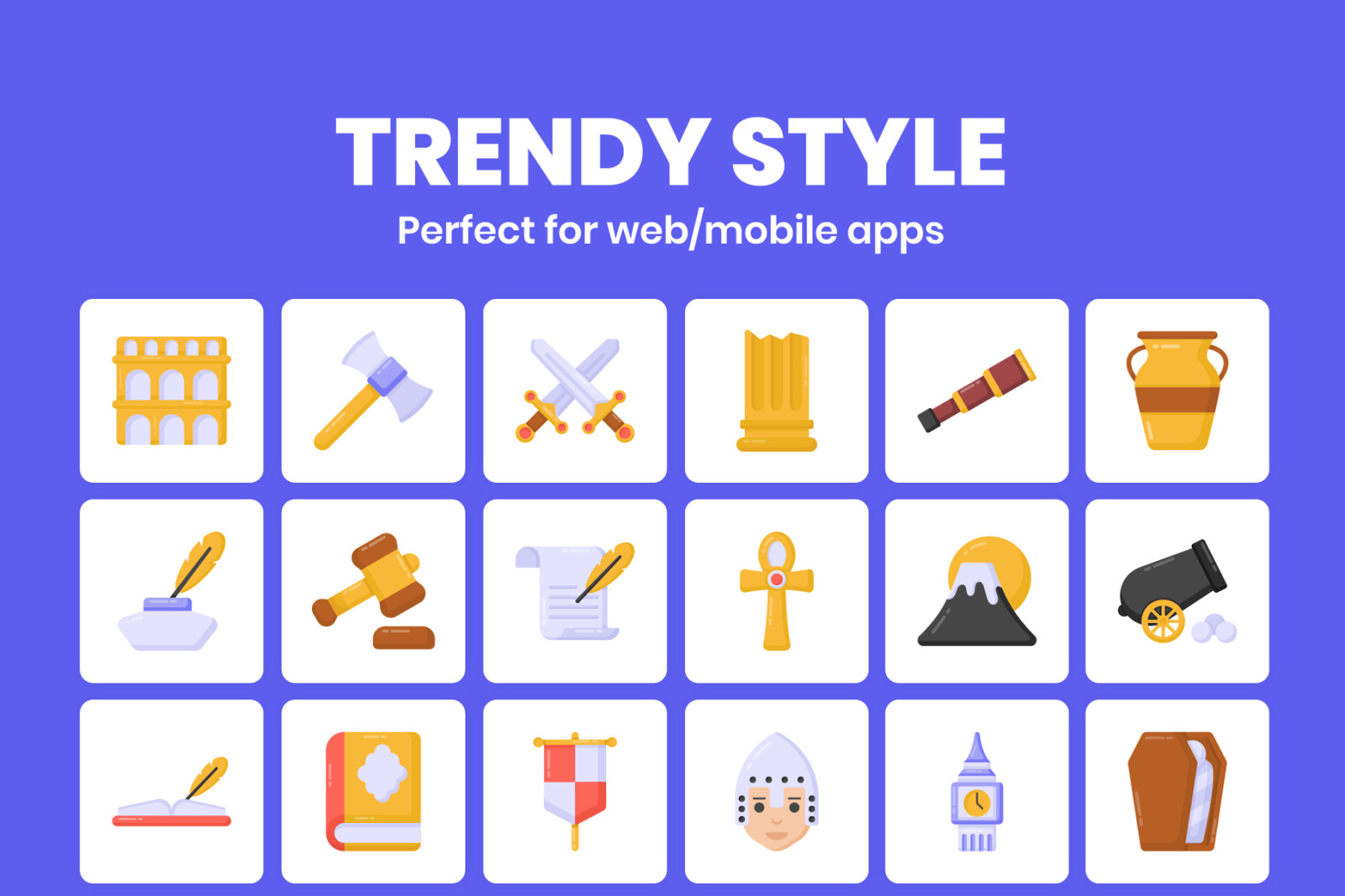 Flat Detailed History Icons Pack Flat Detailed History Icons Pack