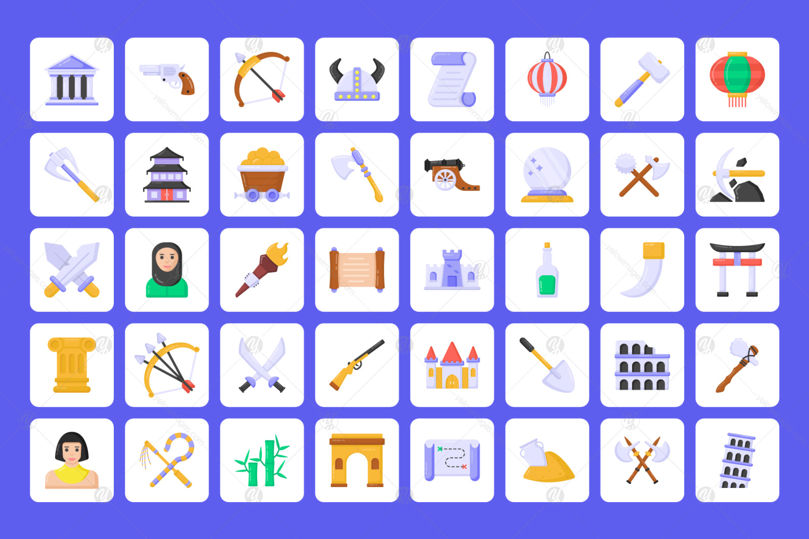Flat Detailed History Icons Pack Flat Detailed History Icons Pack