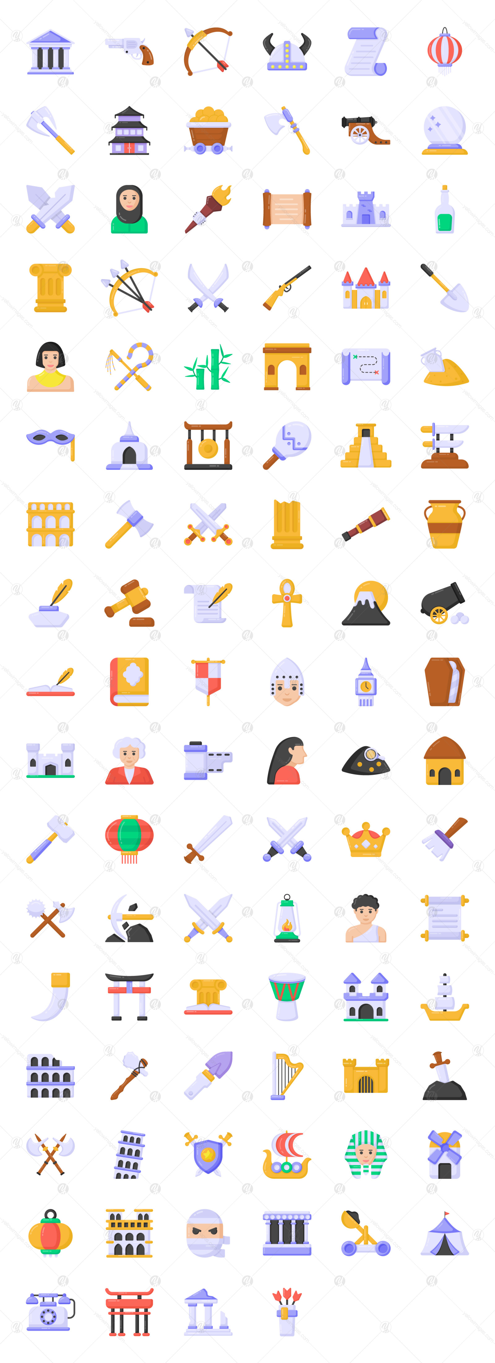 Flat Detailed History Icons Pack Flat Detailed History Icons Pack