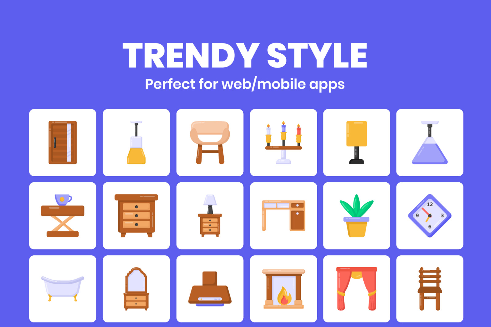 90 Flat Furniture Vector Icons 90 Flat Furniture Vector Icons