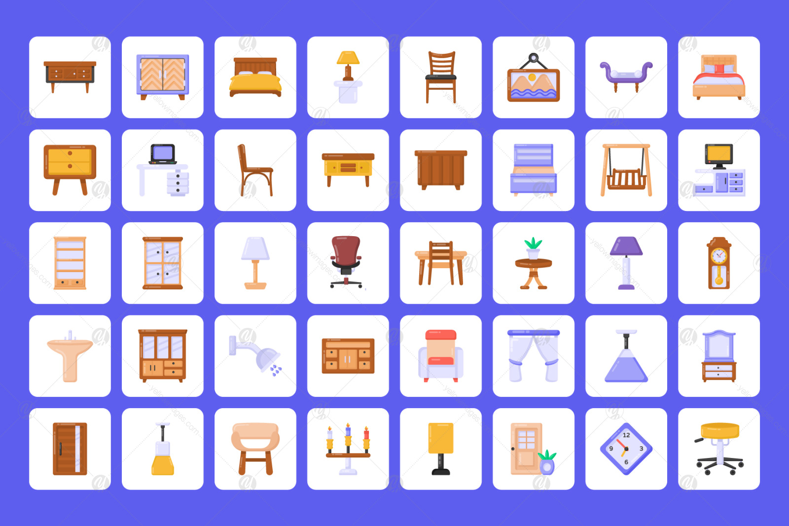 90 Flat Furniture Vector Icons