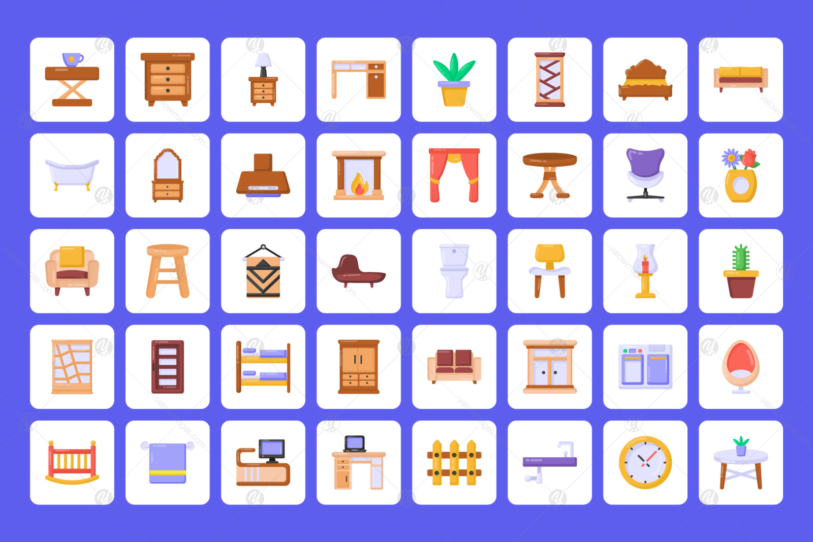 90 Flat Furniture Vector Icons