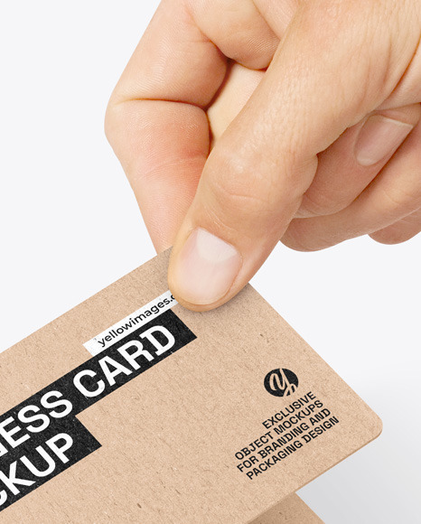 Kraft Business Card in a Hand Mockup