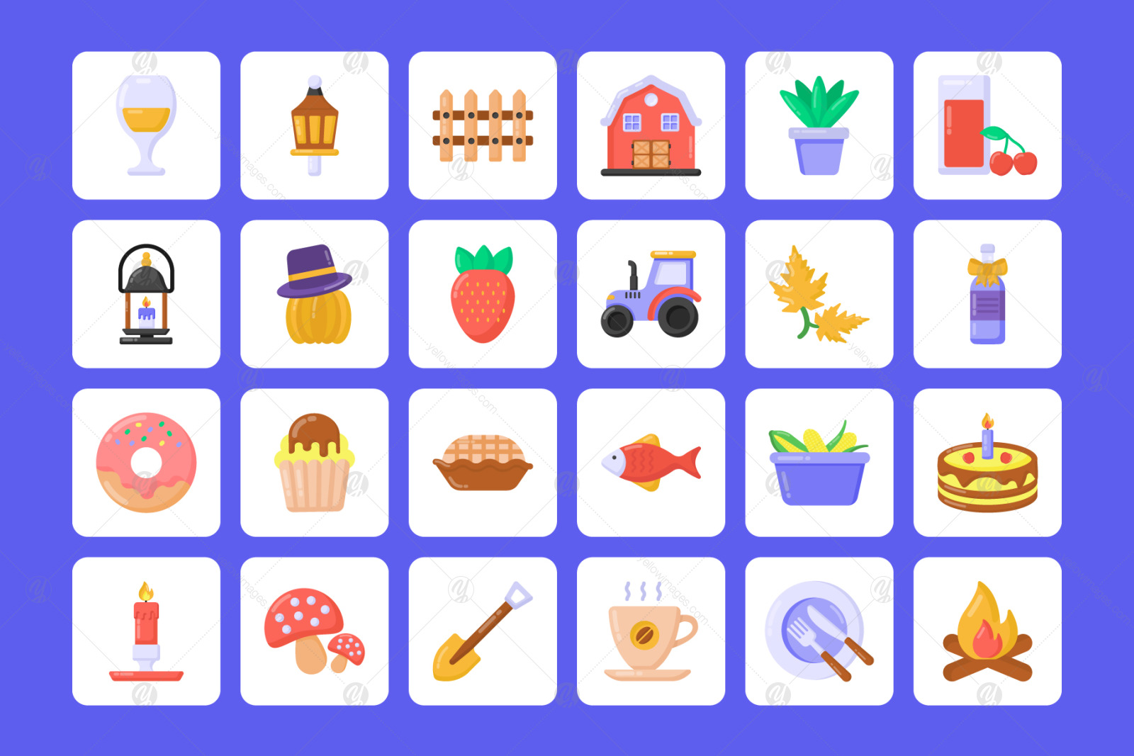 75 Flat Thanksgivings Icons Vectors