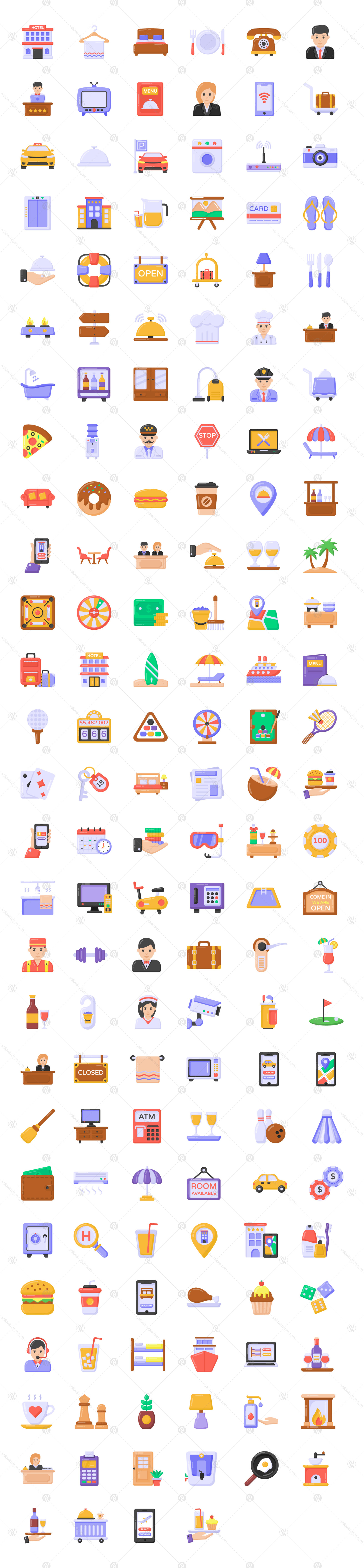 160 Hotel Flat vector Icons