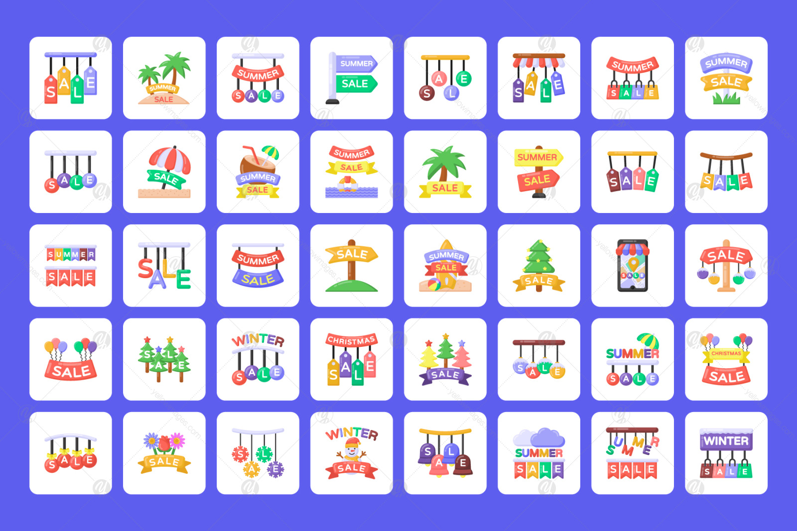 Pack of Flat Shopping Sale Icons