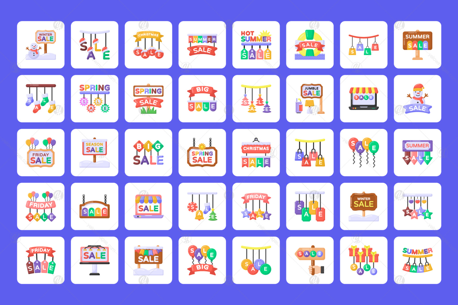 Pack of Flat Shopping Sale Icons