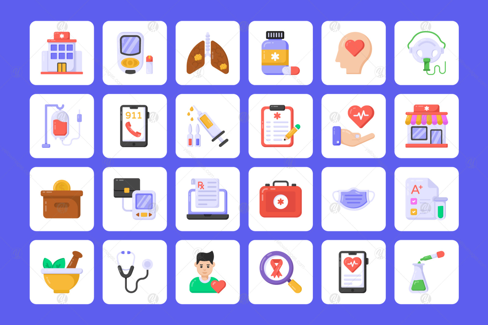 55 Flat Cancer Vector Icons