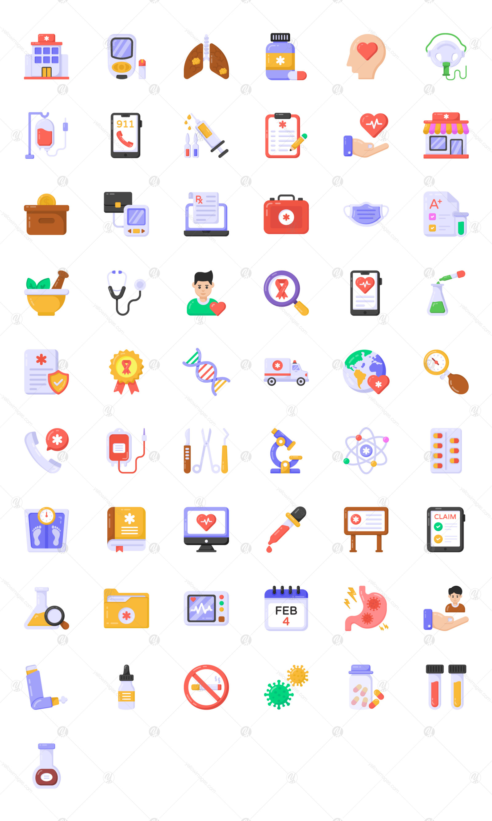 55 Flat Cancer Vector Icons