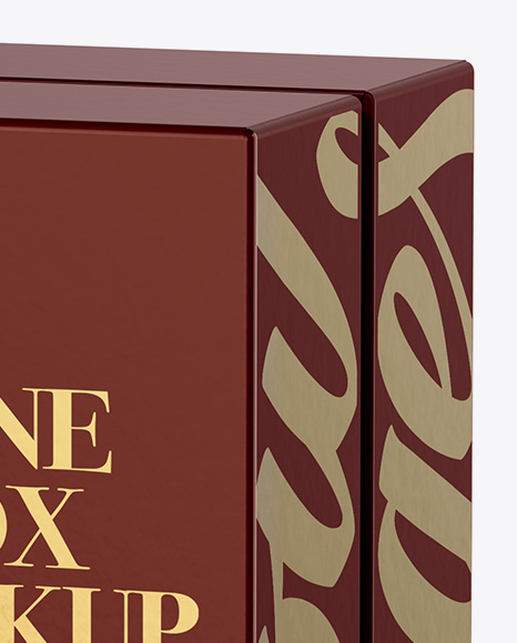 Stand Up Wine Box Mockup - Half Side View (High-Angle Shot)