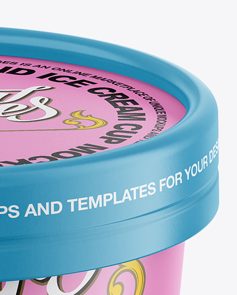 Carton Ice Cream Cup Mockup - Front View (High-Angle Shot)