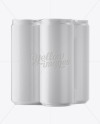 4 Matte Cans in Shrink Wrap Mockup - Half Side View (High Angle Shot)