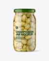 Clear Glass Jar with Champignons Mockup