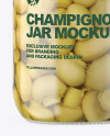 Clear Glass Jar with Champignons Mockup