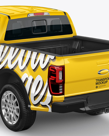 Pickup Truck Mockup - Back Half Side View