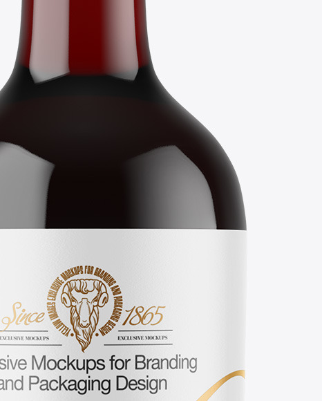 Clear Glass Red Wine Bottle Mockup