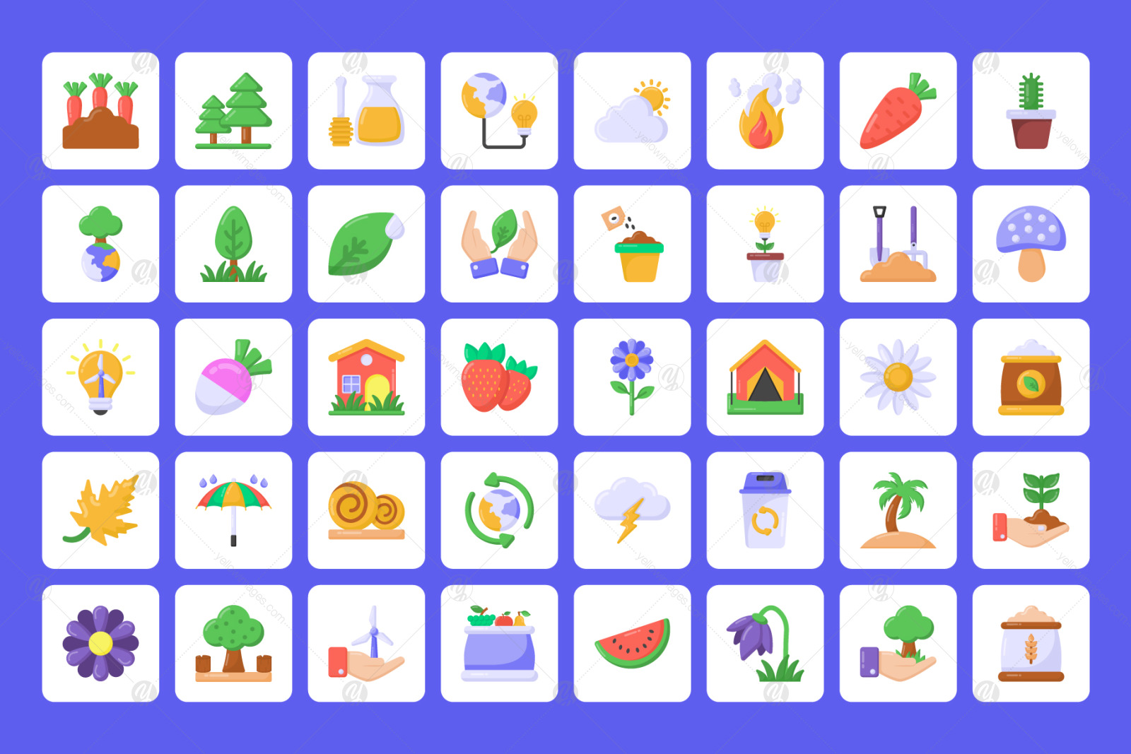 Pack of Flat Gardening and Nature Icons