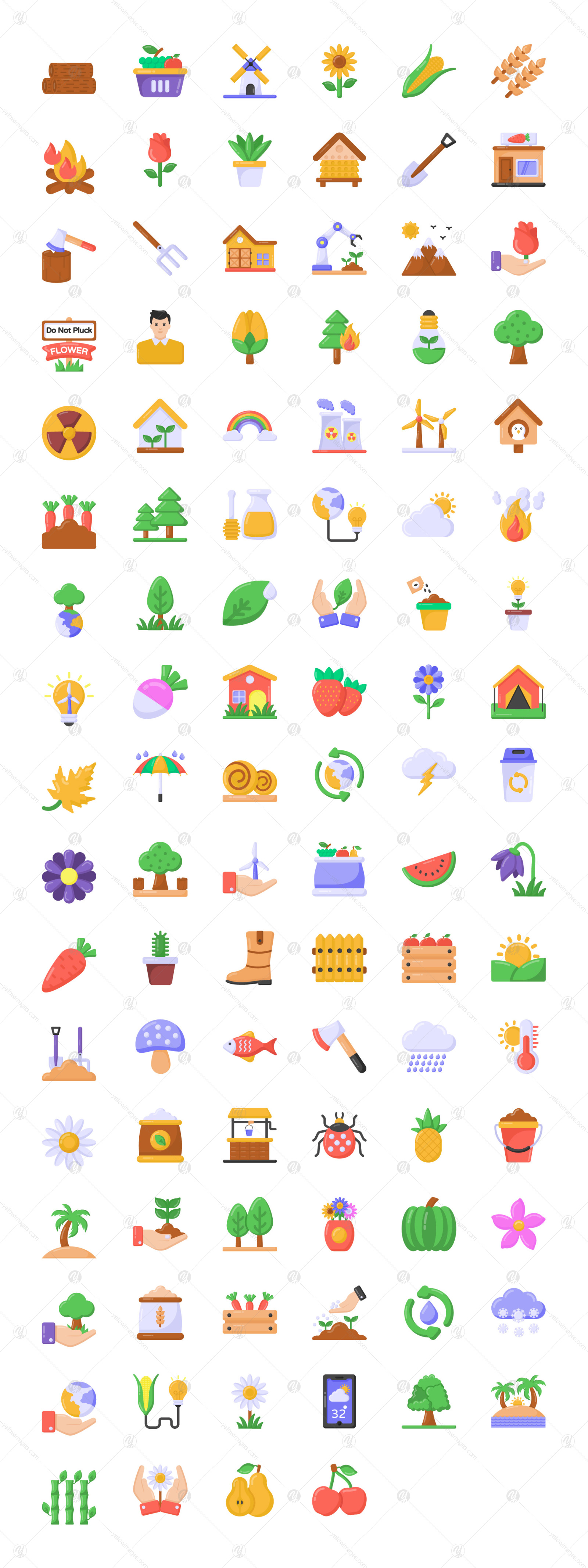 Pack of Flat Gardening and Nature Icons