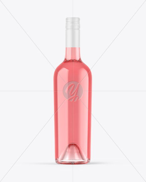 Clear Glass Pink Wine Bottle Mockup
