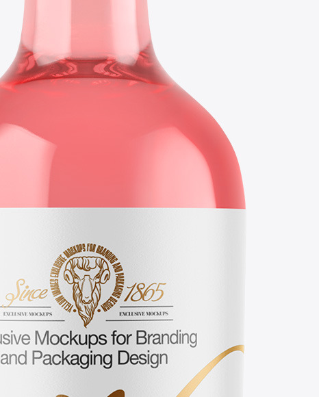 Clear Glass Pink Wine Bottle Mockup