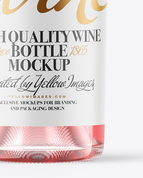 Clear Glass Pink Wine Bottle Mockup