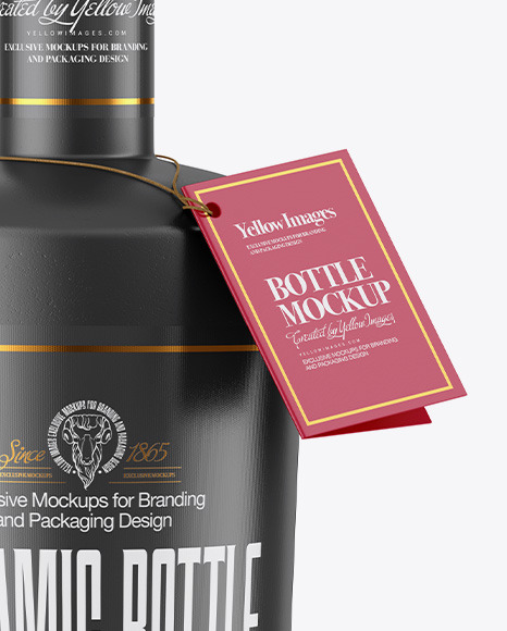 Matte Ceramic Bottle with Paper Book Mockup