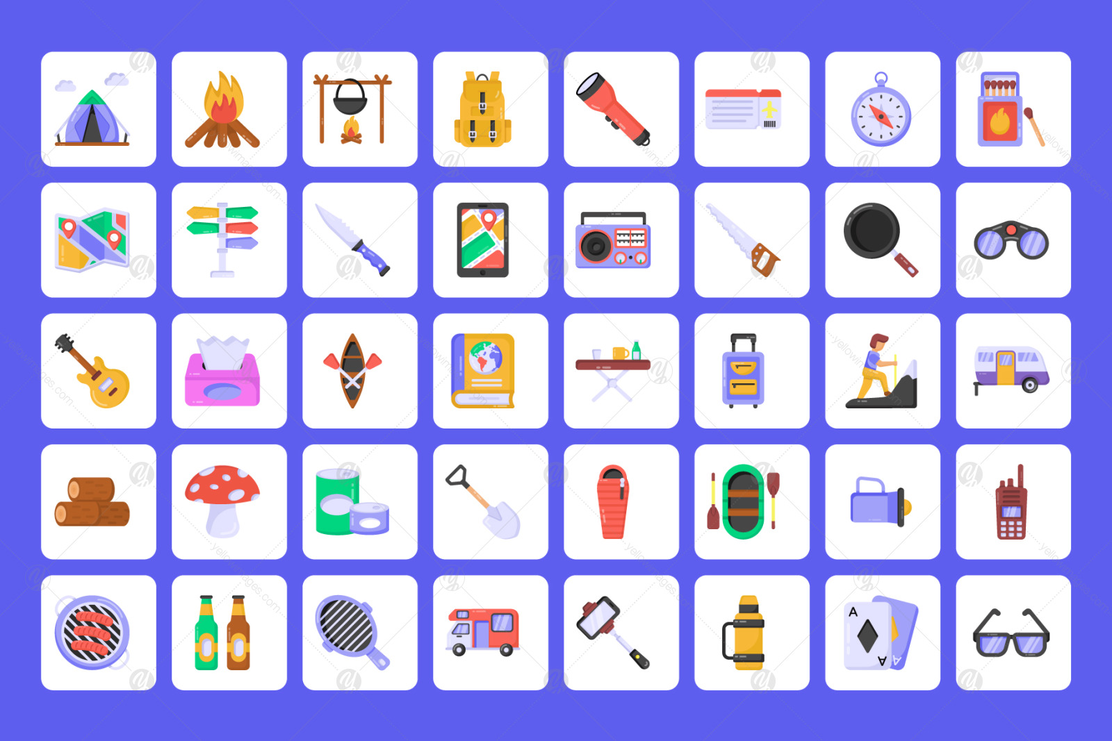 96 Flat Adventure and Hiking Icons