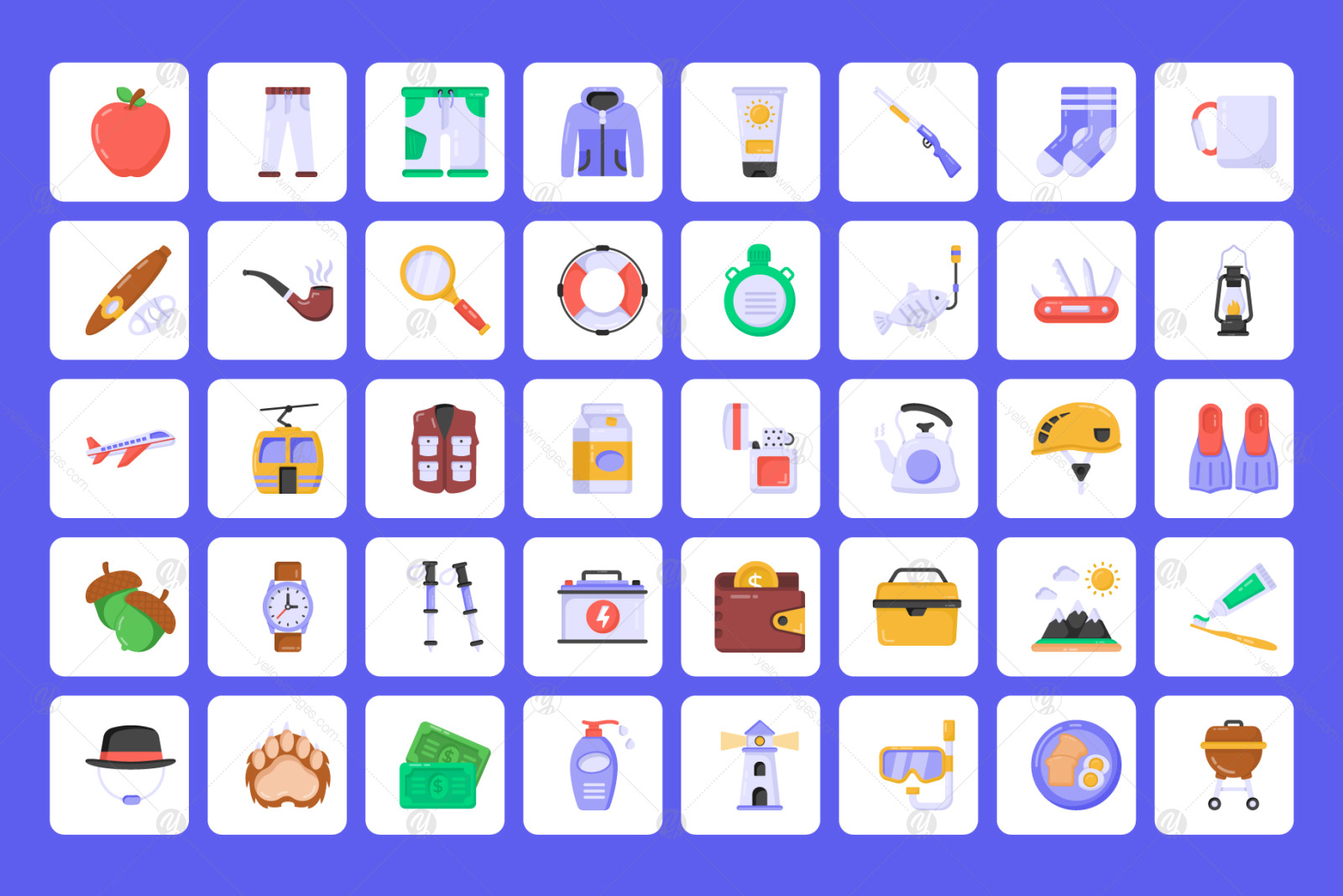 96 Flat Adventure and Hiking Icons