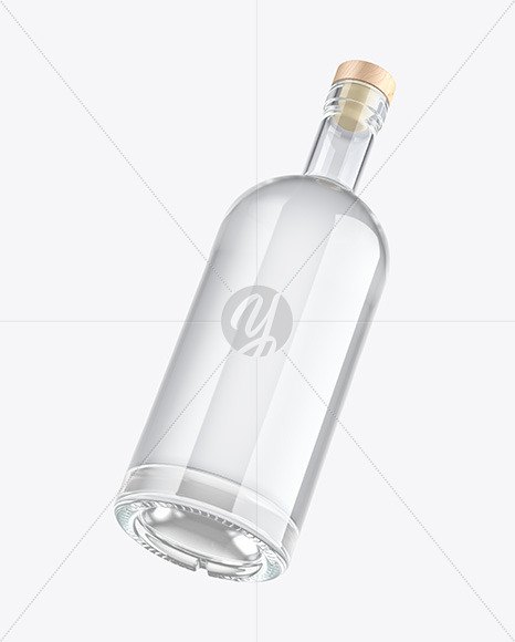 Dry Gin Bottle with Wooden Cap Mockup