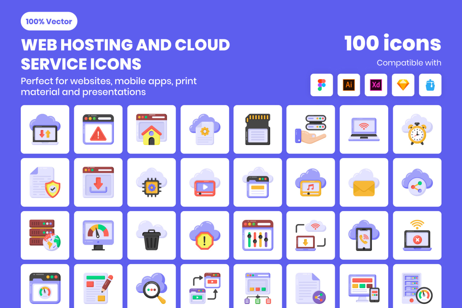 Cloud Hosting Services Icons Cloud Hosting Services Icons