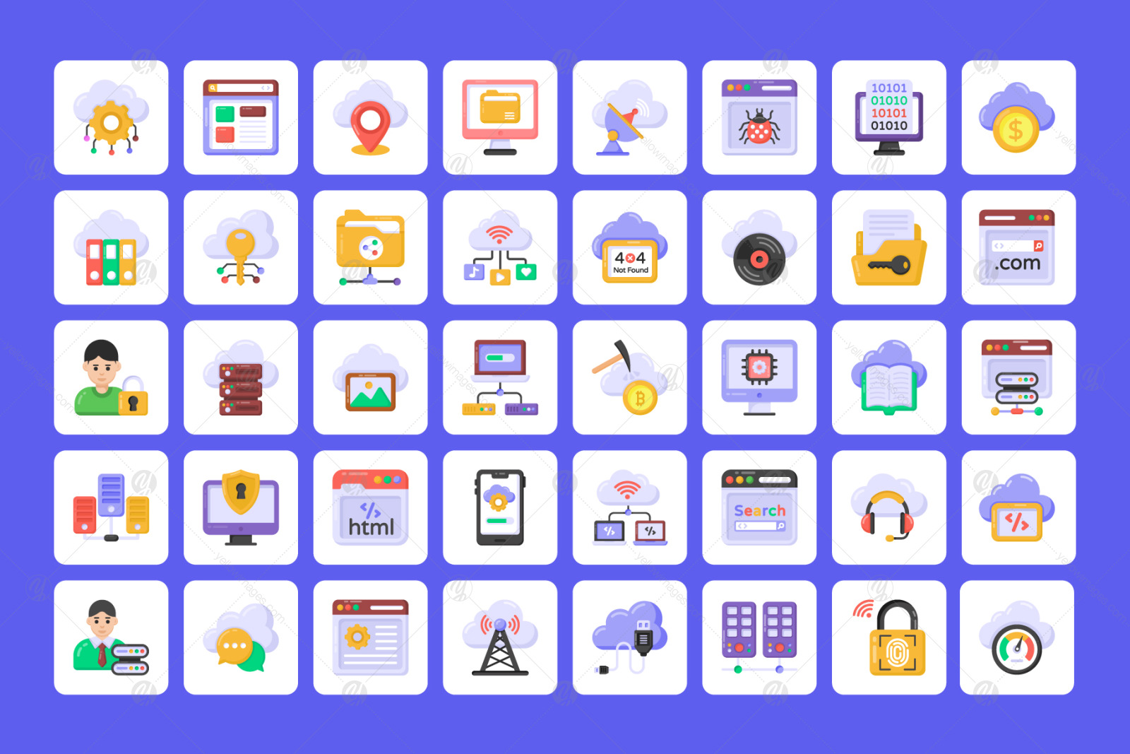 Cloud Hosting Services Icons Cloud Hosting Services Icons