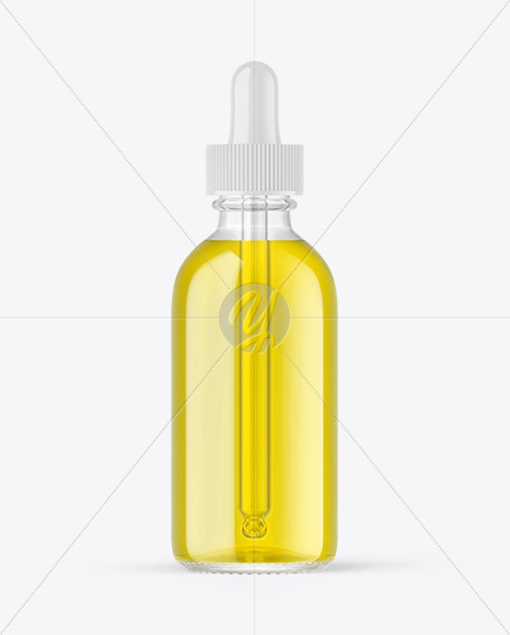 Clear Glass Dropper Bottle with Oil Mockup