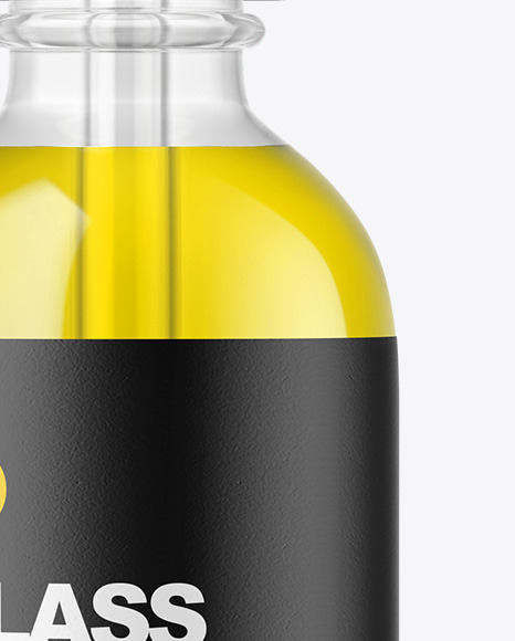 Clear Glass Dropper Bottle with Oil Mockup