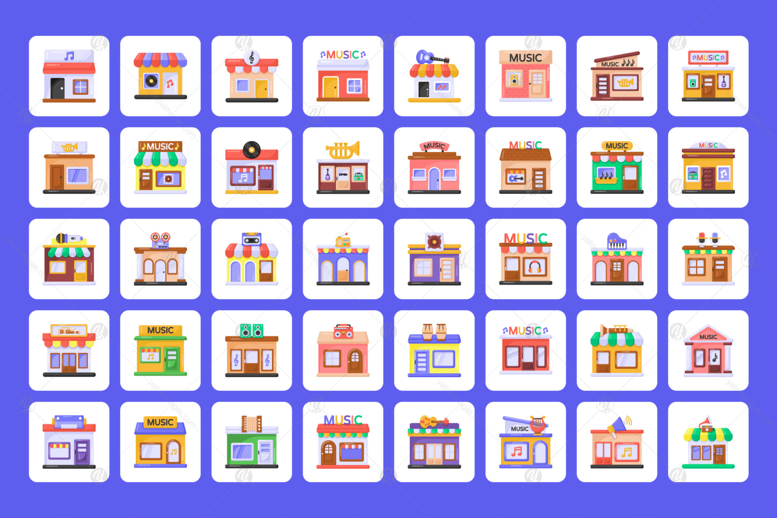 Top Trendy Flat Music Store Icons Pack Top Trendy Flat Music Store Icons Pack