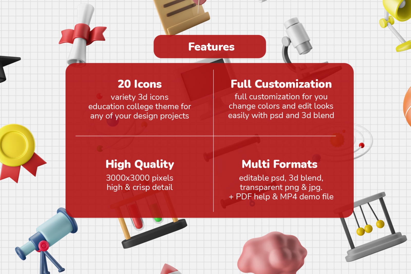 3D Icon Set - Education Vol. 02 College Theme 3D Icon Set - Education Vol. 02 College Theme