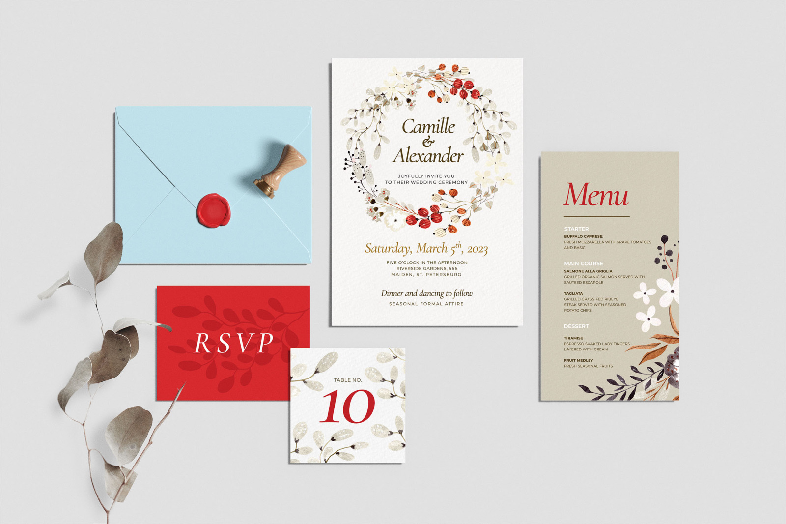 Winter Garden Wedding Invitation Set