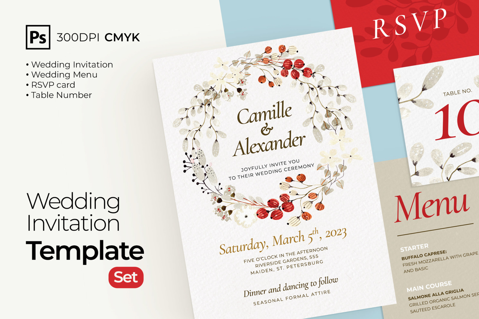 Winter Garden Wedding Invitation Set