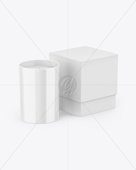 Glossy Candle W/ Box Mockup