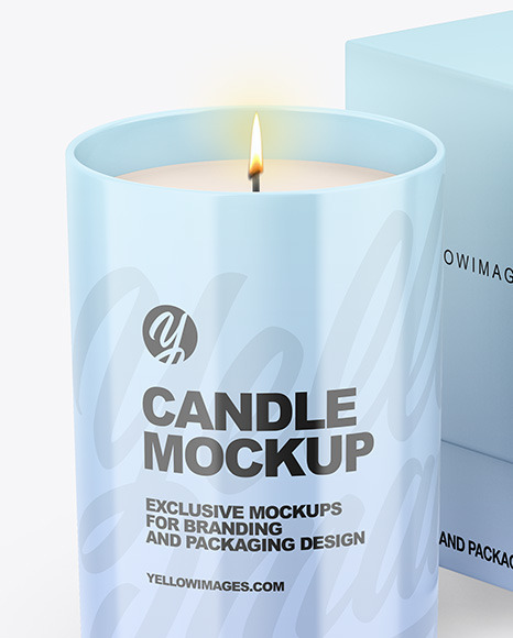 Glossy Candle W/ Box Mockup